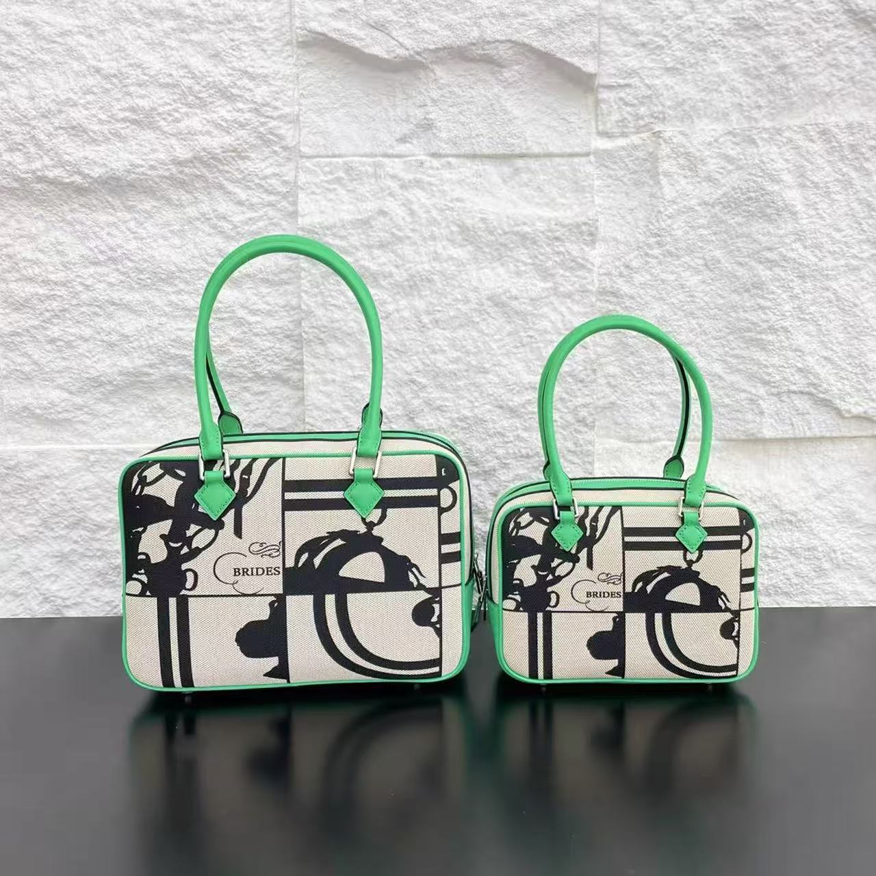 First Layer Cowhide Stitching Canvas Iti Tote Bags