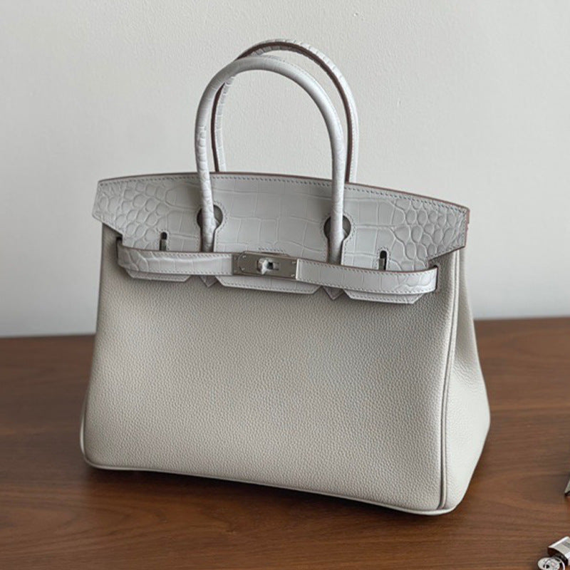 Women's Calfskin With Crocodile Top Layer Leather Handbags