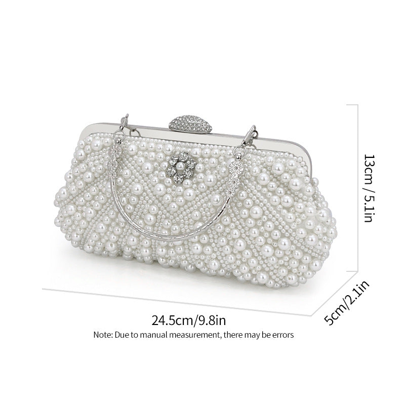 Women's Pearl Handmade Beaded Elegant Clutch Dress Evening Bags