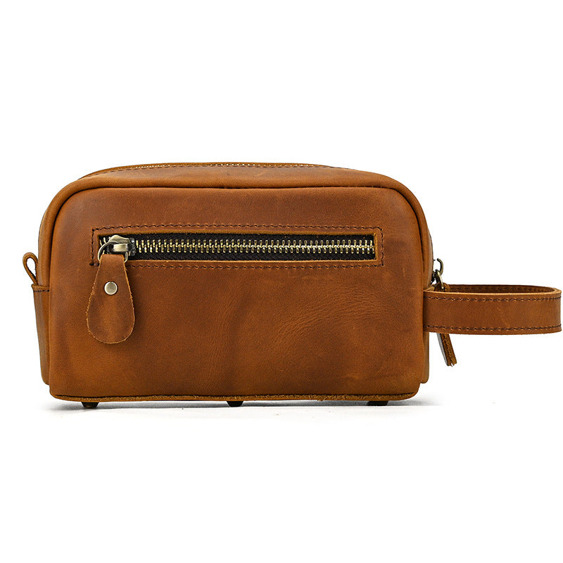 Men's Leather Clutch Retro Crazy Horse Neutral Wash Men's Handbags