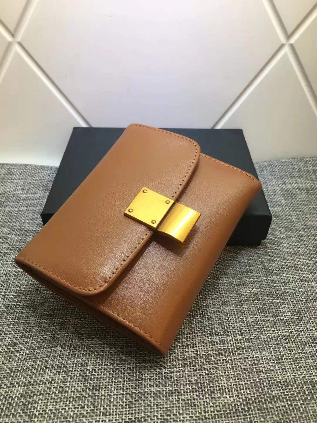 Fashion Korean Style Cowhide Three Fold Ladies Wallets