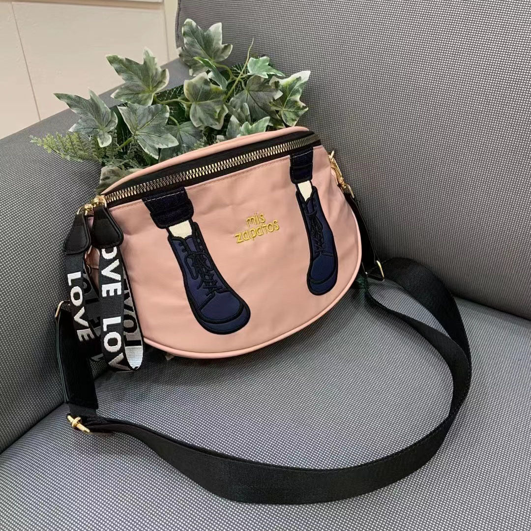 Women's Korean Nylon Fabric Semicircle Niche Personality Crossbody Bags