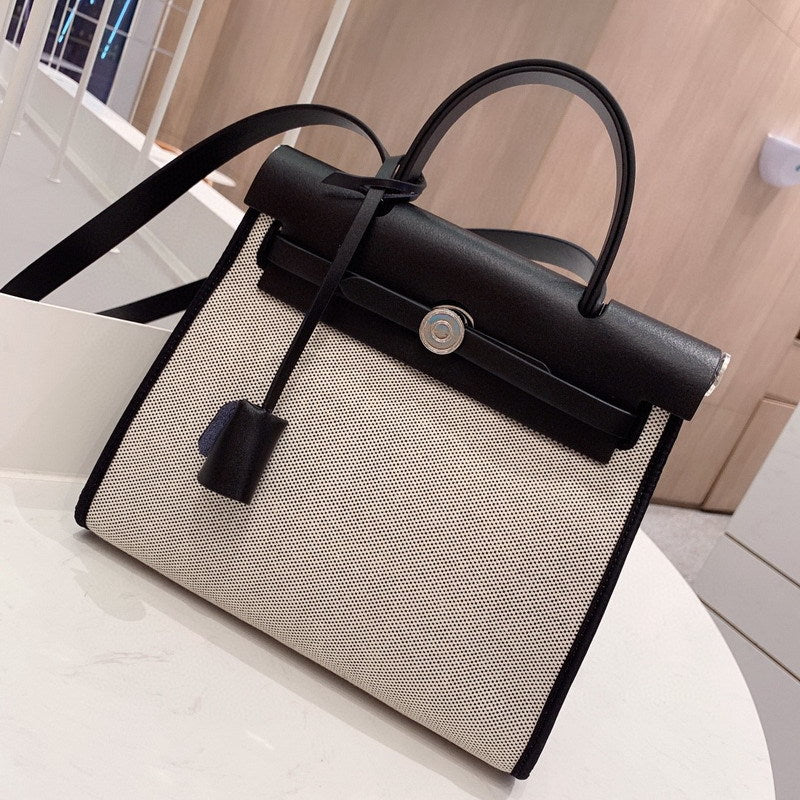 Graceful Classy Attractive Leather With Canvas Handbags