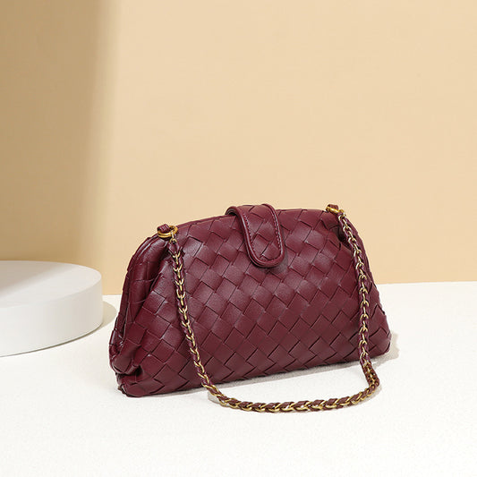 Women's Stylish Simple Hand-woven Chain Underarm Shell Bags