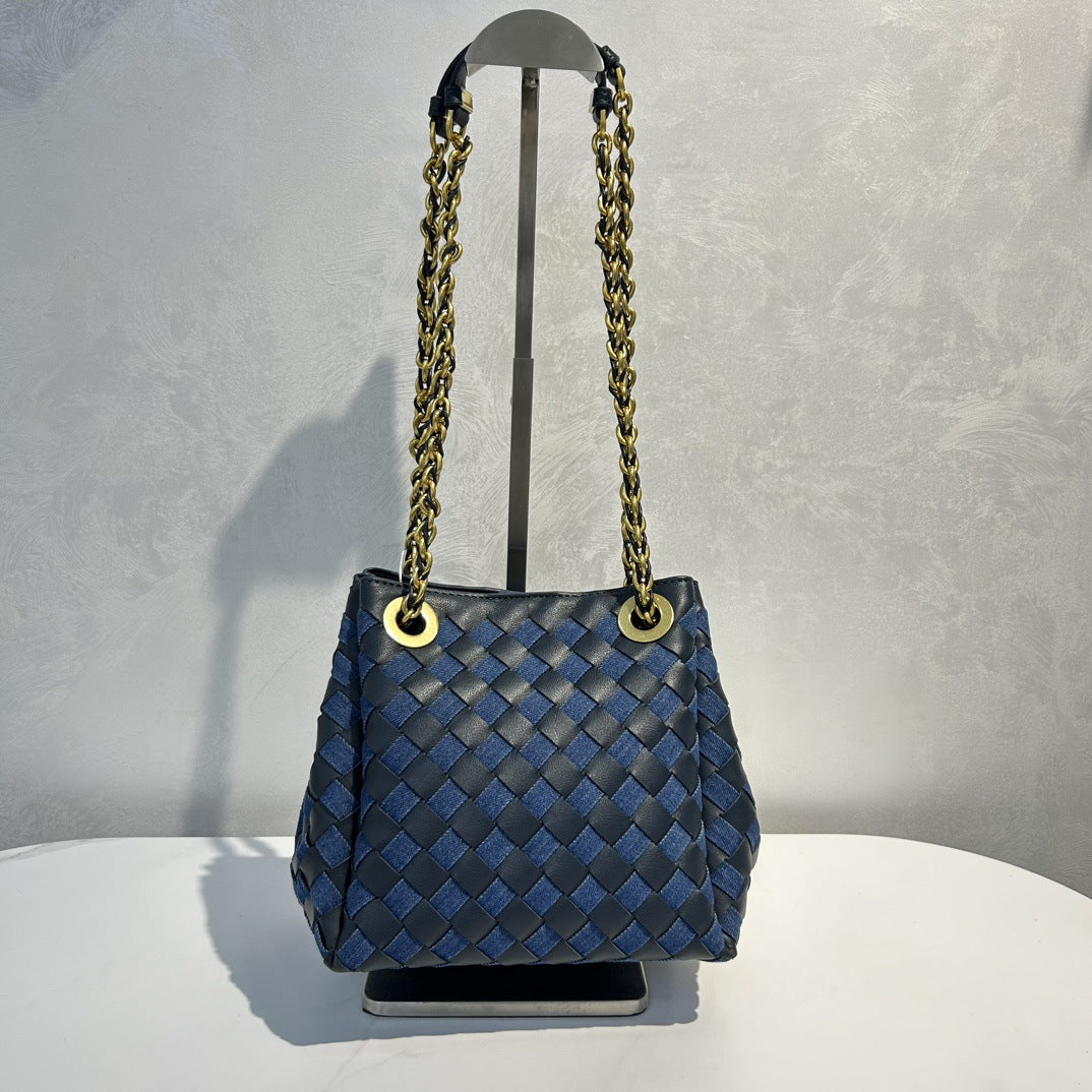 Women's Parachute Handmade Genuine Leather Woven Shoulder Bags