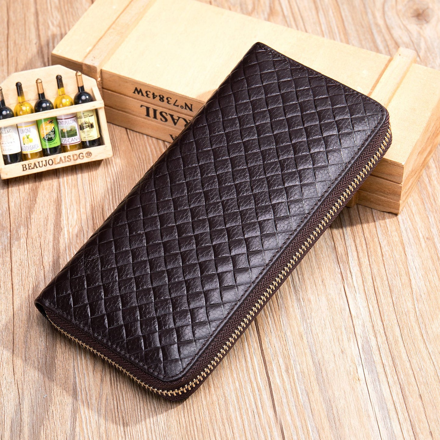 Men's Leather Korean Woven Top Layer Cowhide Men's Wallets