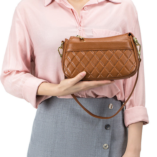 Women's Soft Leather Mother Fashionable Diamond Top Crossbody Bags