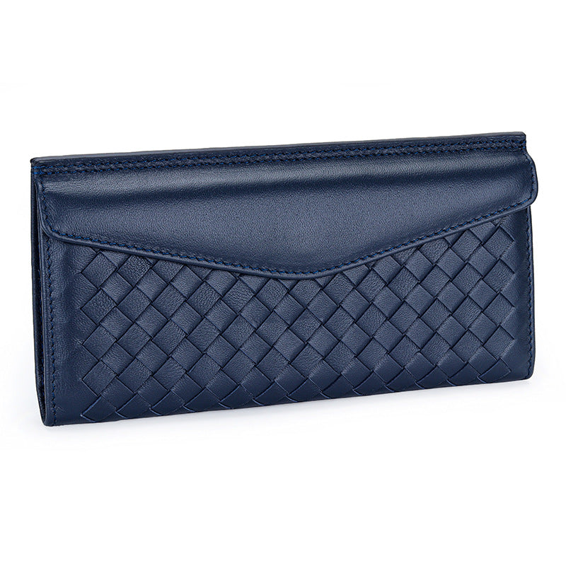 Women's & Men's & Sheepskin Long Leather Hand-woven Large Ladies Wallets