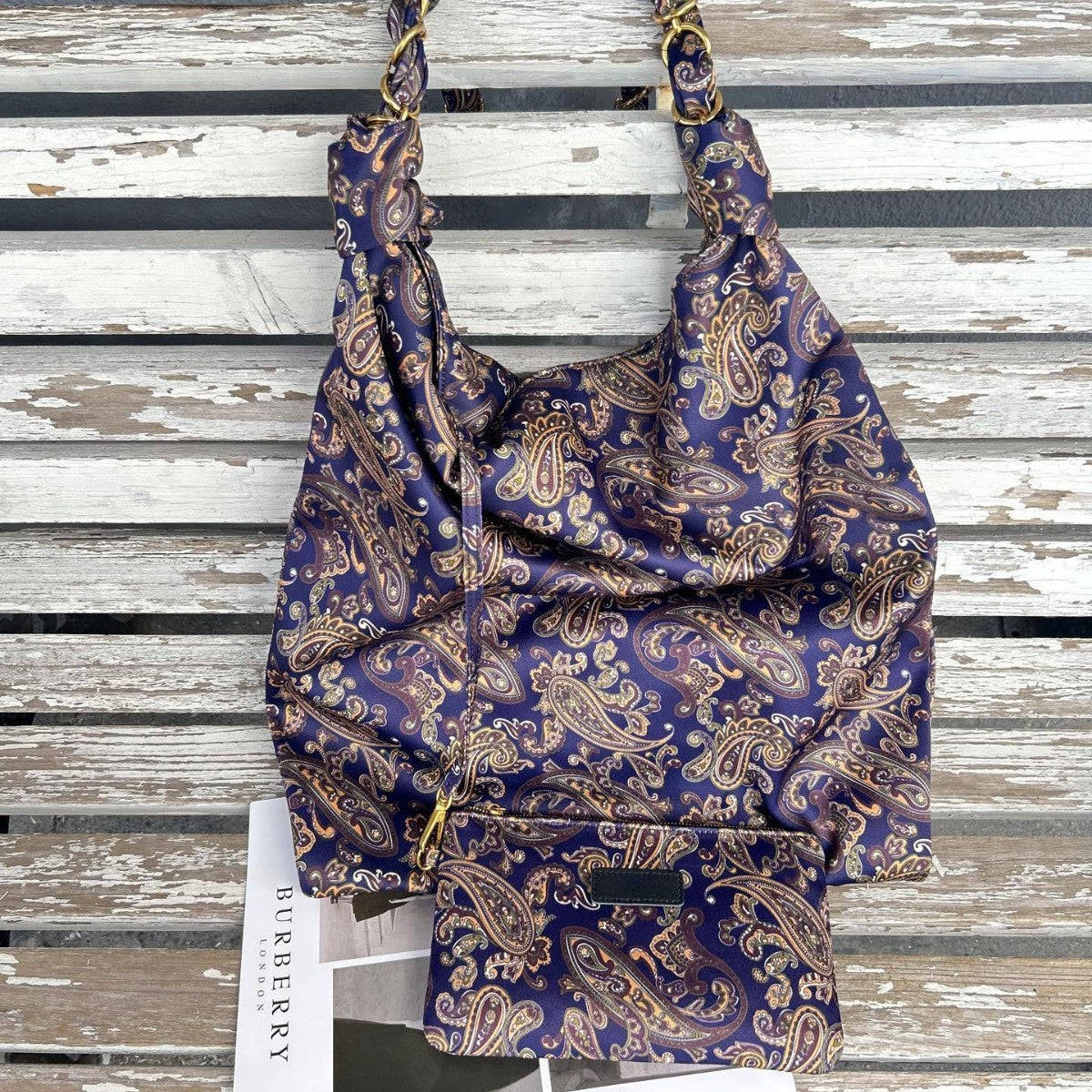 Women's Imported Silk Polyester Fabric Retro Large Shoulder Bags