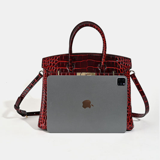 Women's Genuine Leather Premium Cowhide Crocodile Pattern Fashion Bags