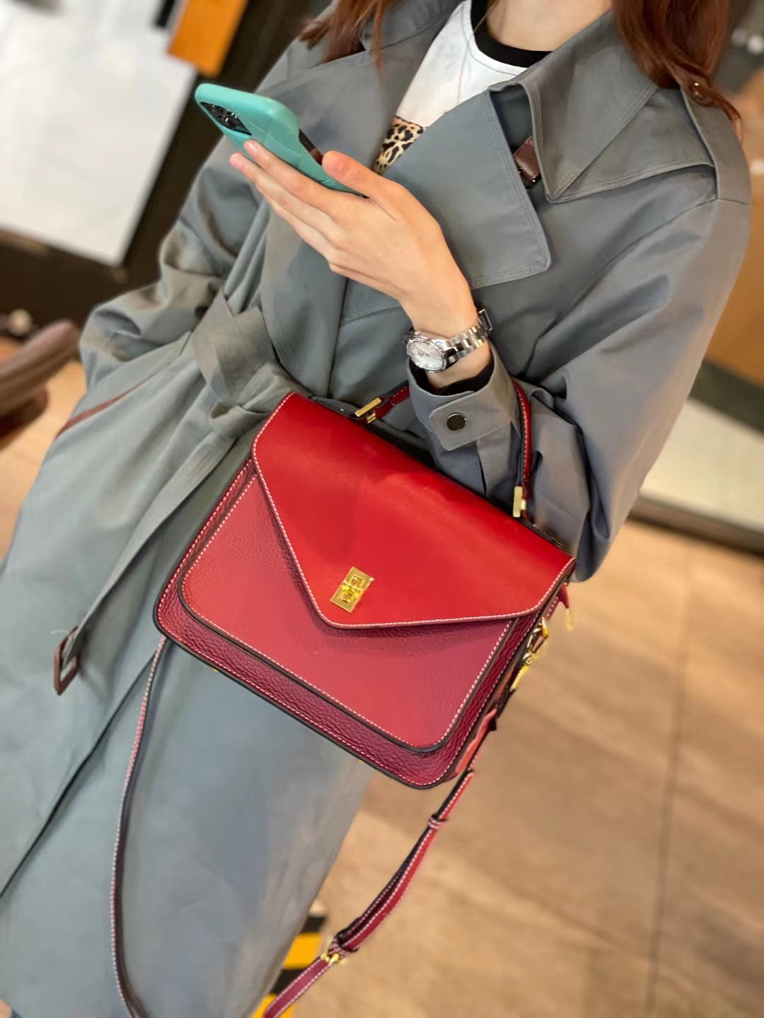 Women's Soft Genuine Leather Surface Two Pieces Handbags