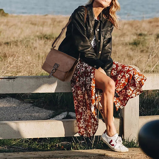 Retro Cow Leather Brown Large Capacity Compartment Bags