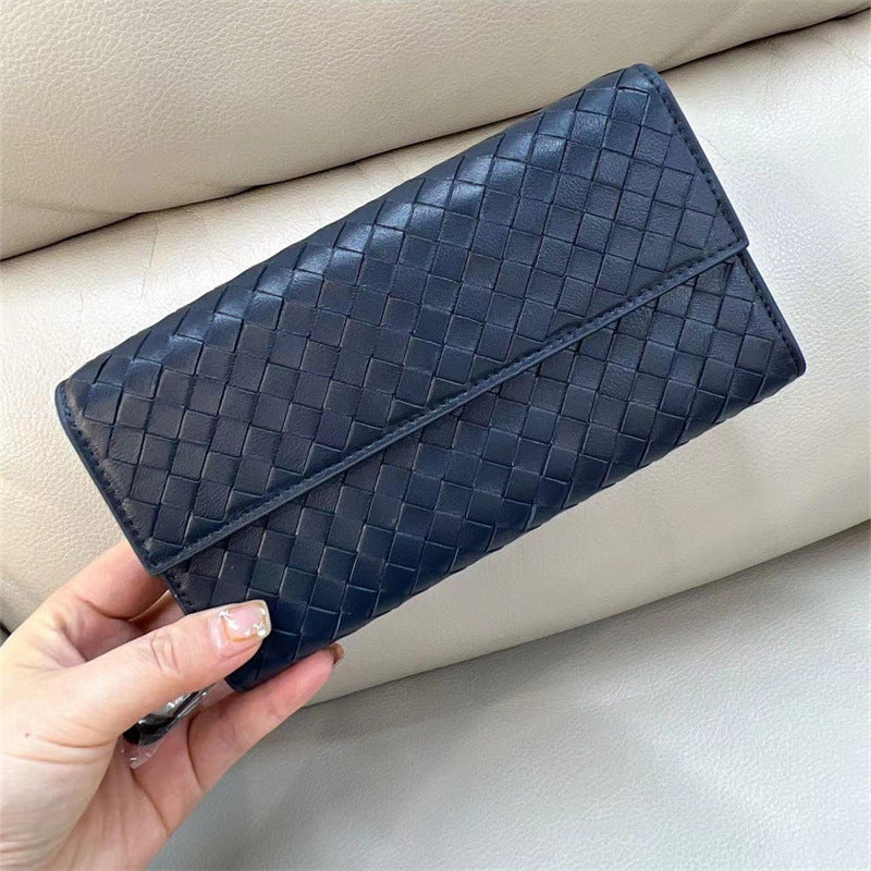 Fashion Long Lady's Sheepskin Woven Clutch Ladies Wallets