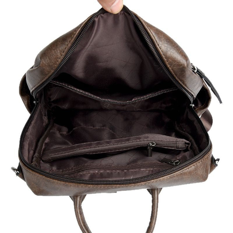 Women's Cow Wax Leather British Style Genuine Backpacks