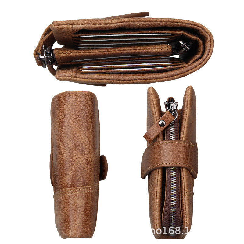 Leather For Man Retro Short Cowhide Men's Wallets