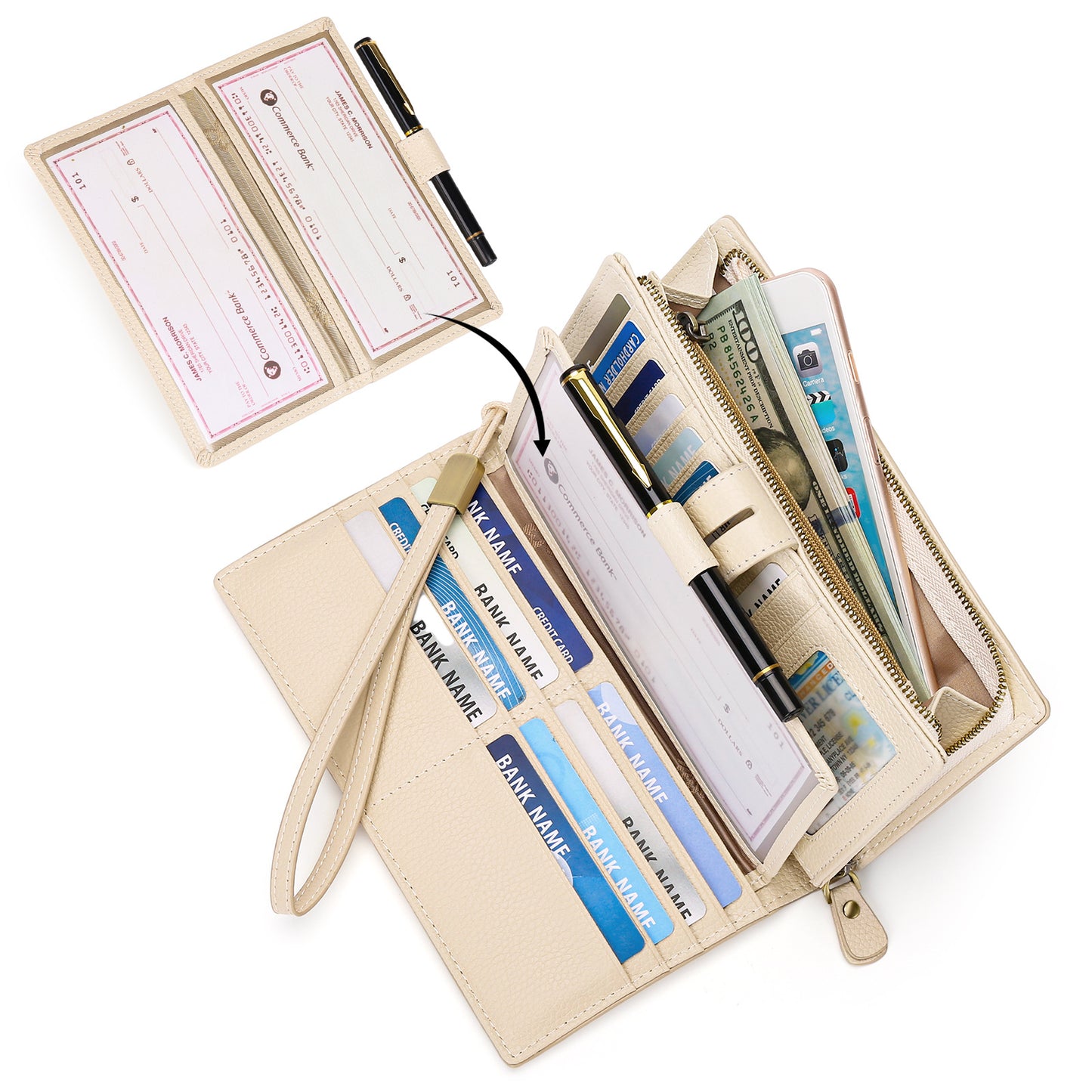 Women's Long Zipper Multiple Slots Genuine Leather Ladies Wallets