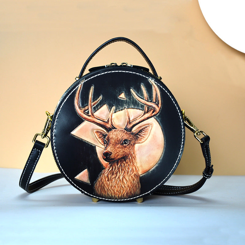 Women's Leatherworker Summer Round Design Sense Niche Crossbody Bags