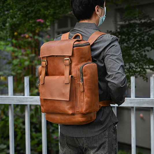 Men's Style Large Capacity Crazy Horse Leather Backpacks