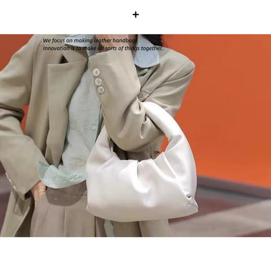 Women's Croissant Cloud Dumpling Portable Genuine Leather Shoulder Bags