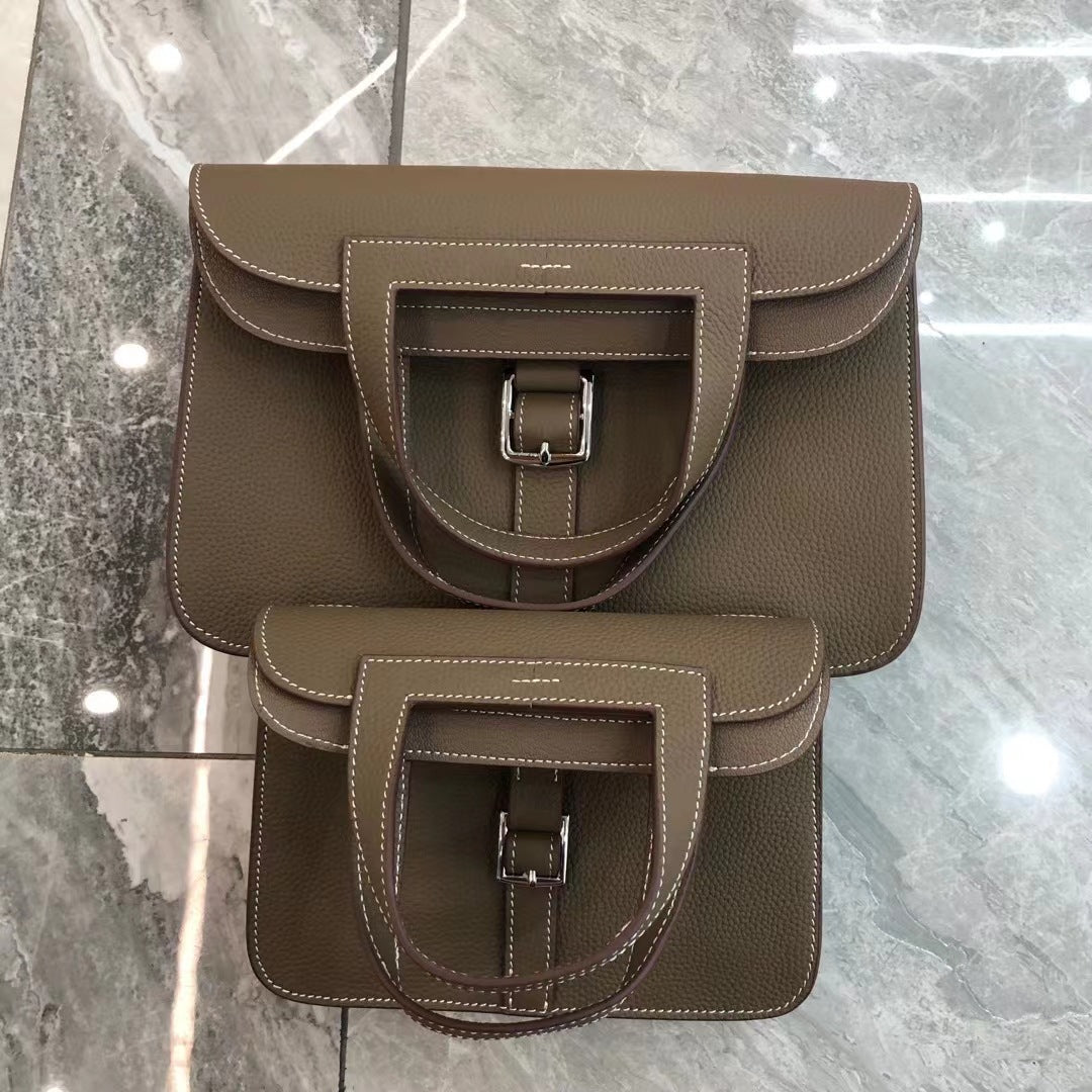 Women's Portable Lychee Pattern First Layer Cowhide Shoulder Bags