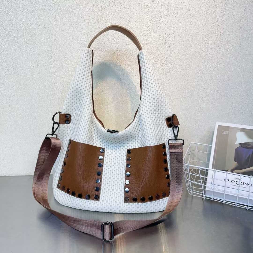 Women's Stitching Portable Large Capacity Personalized Shoulder Bags