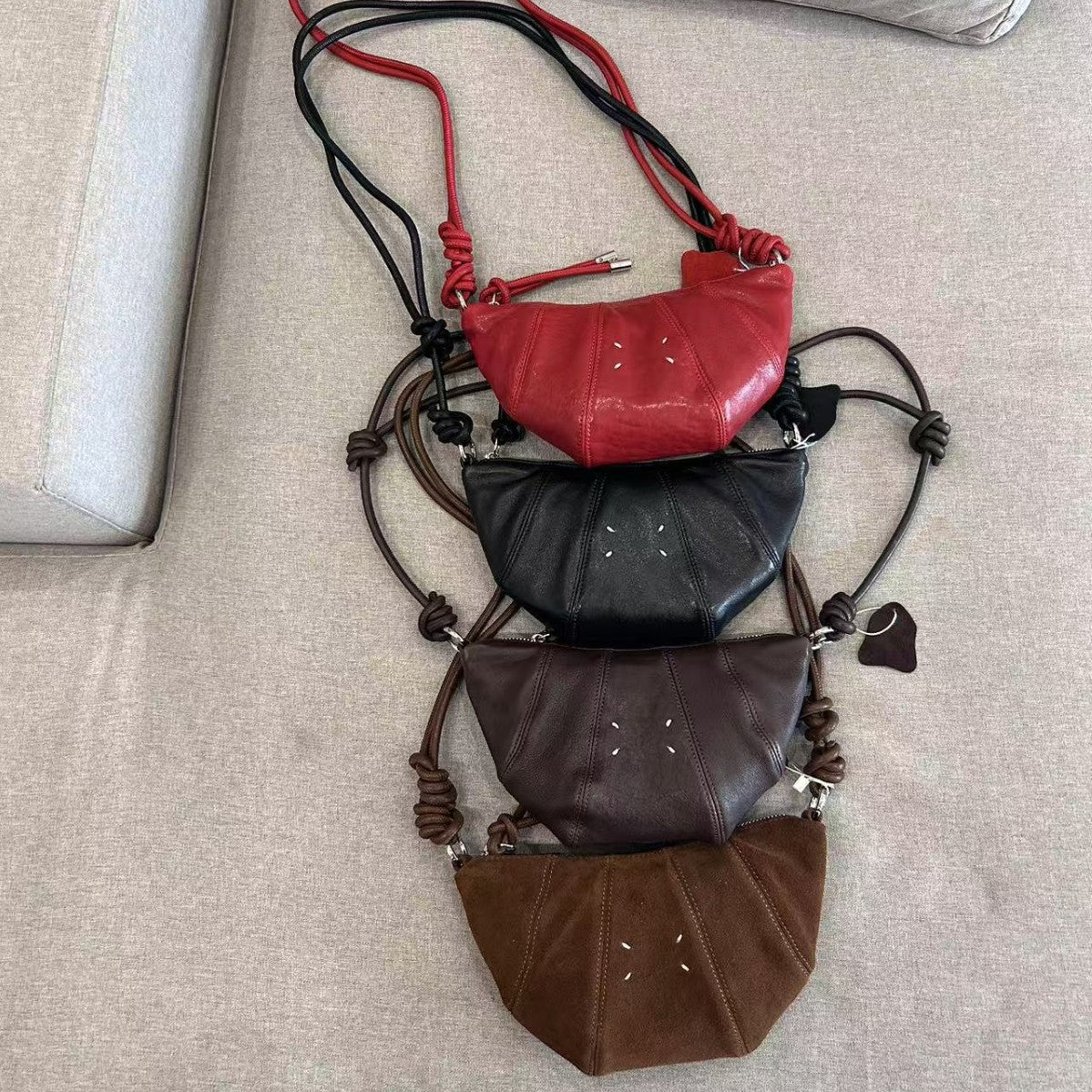 Design Stitching Knotted Croissant Sheepskin Dumpling Crossbody Bags