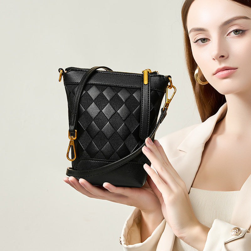 Women's Genuine Leather Design Sense Niche Vertical Crossbody Bags