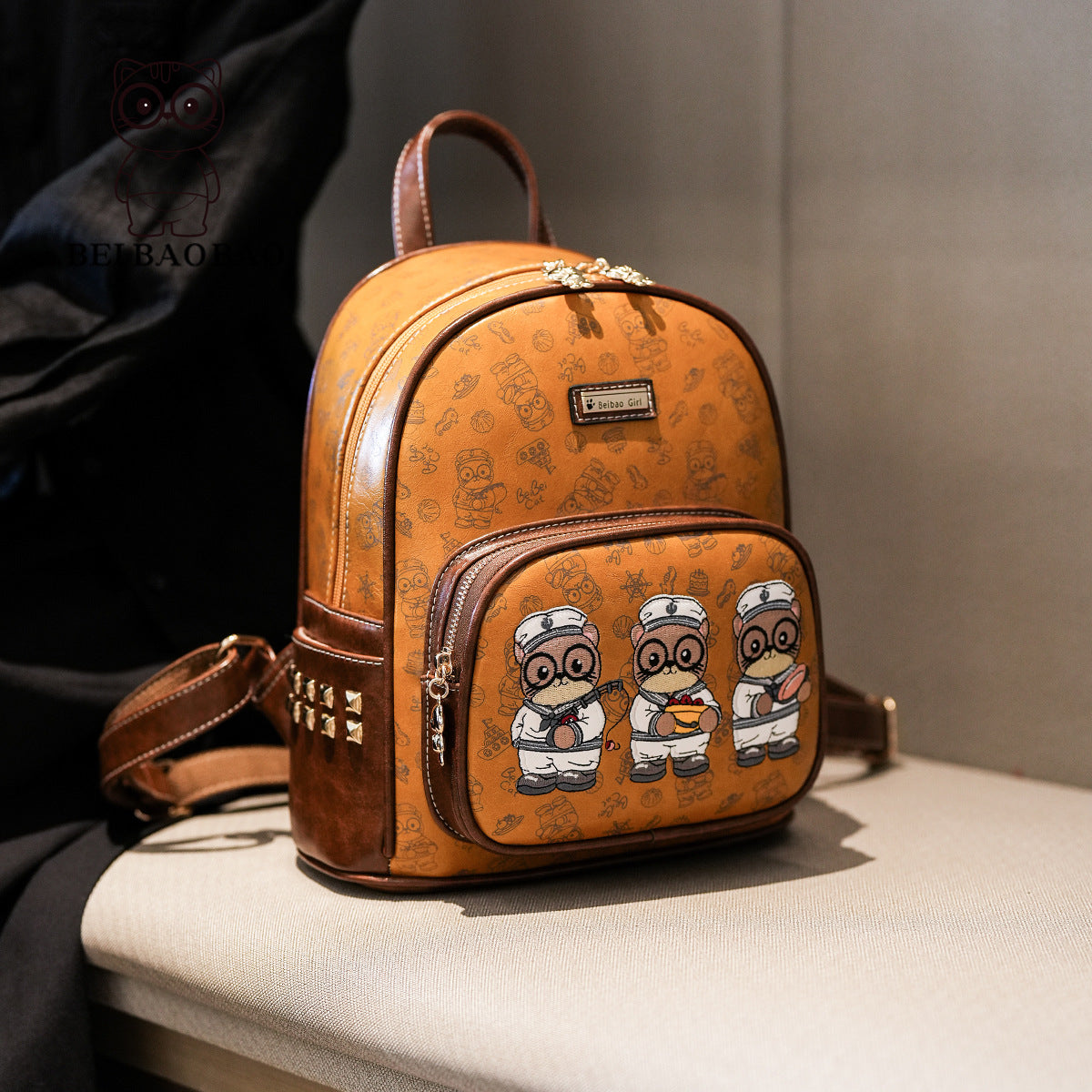 Women's Contrast Color Embroidery Large Capacity Commuter Backpacks