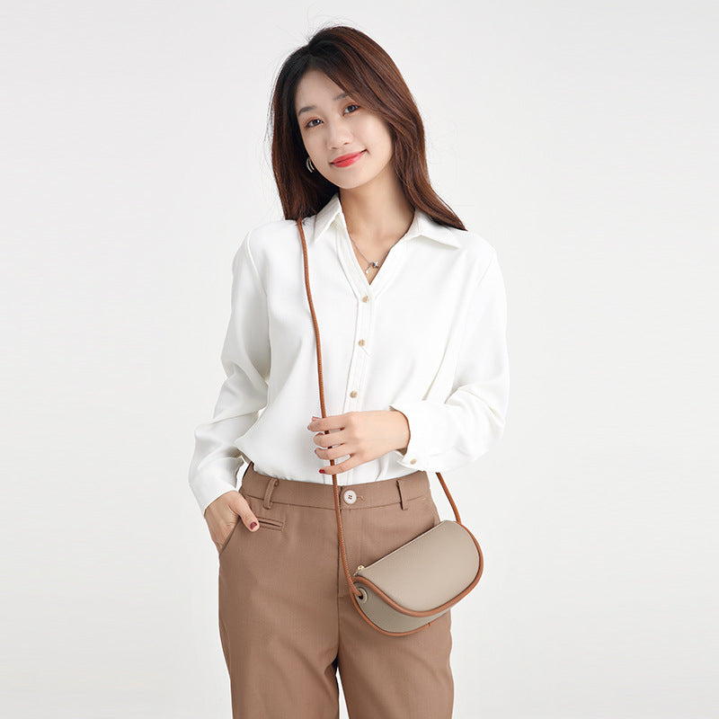Women's Leather Simple Dumpling Niche Moon First Shoulder Bags
