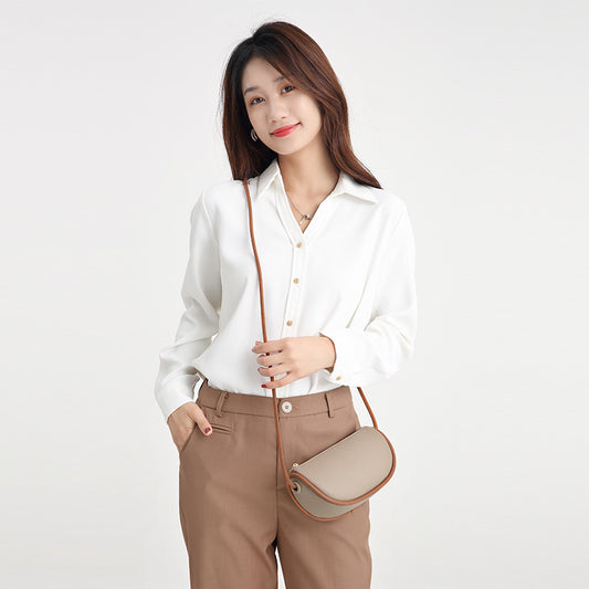 Women's Leather Simple Dumpling Niche Moon First Shoulder Bags