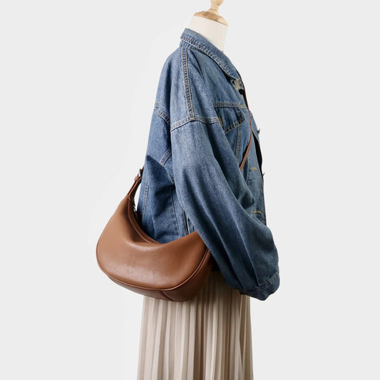 Leather Half Month Niche High-grade Feeling Tong Shoulder Bags