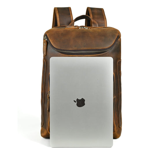 Men's Crazy Horse Leather Vintage Genuine Large Backpacks