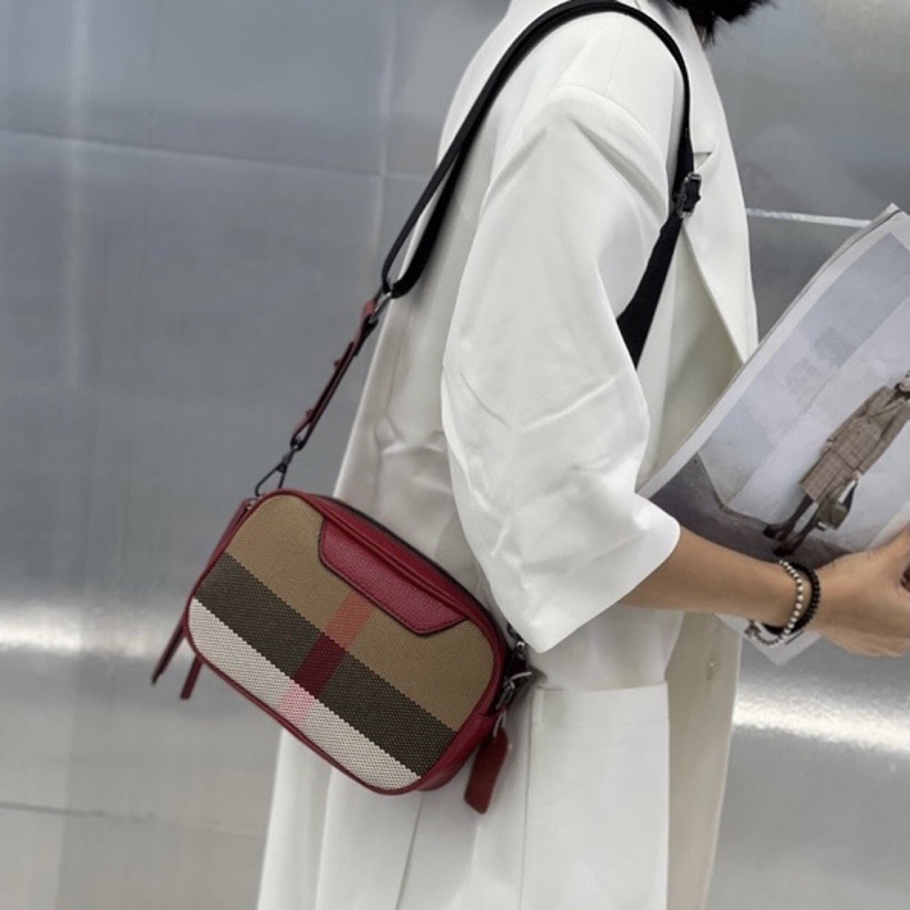 Trendy Fashion Cowhide Diagonal Versatile Canvas Crossbody Bags