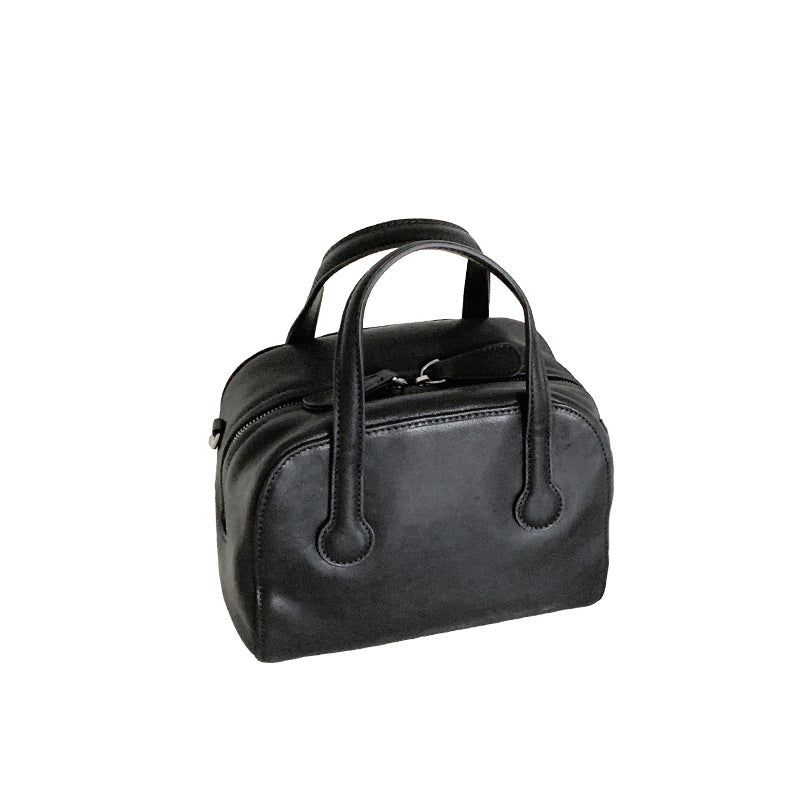 Women's Genuine Leather Bowling Niche High-grade Vintage Hand Carrying Handbags