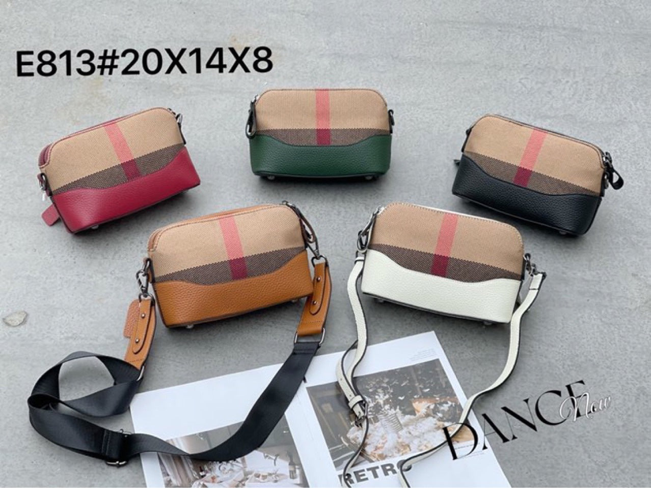 Women's Genuine Leather Fashion Cowhide Plaid Bags