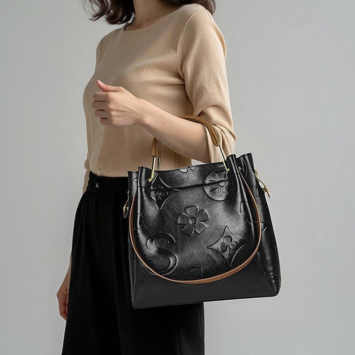 Women's High-grade Fashion Embossing Large Capacity Handbags