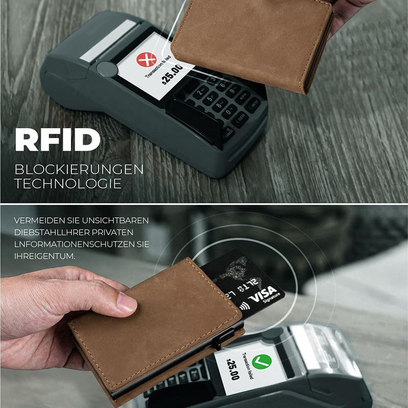 Men's Magnetic Retro Crazy Horse Leather Simple Men's Wallets