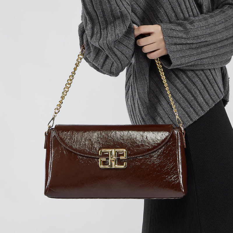 Women's Layer Oil Wax Cowhide Affordable Luxury Fashion Bags