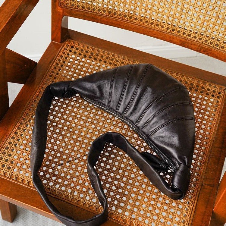 Women's Sheepskin Dumpling Genuine Leather Croissant Ode Shoulder Bags