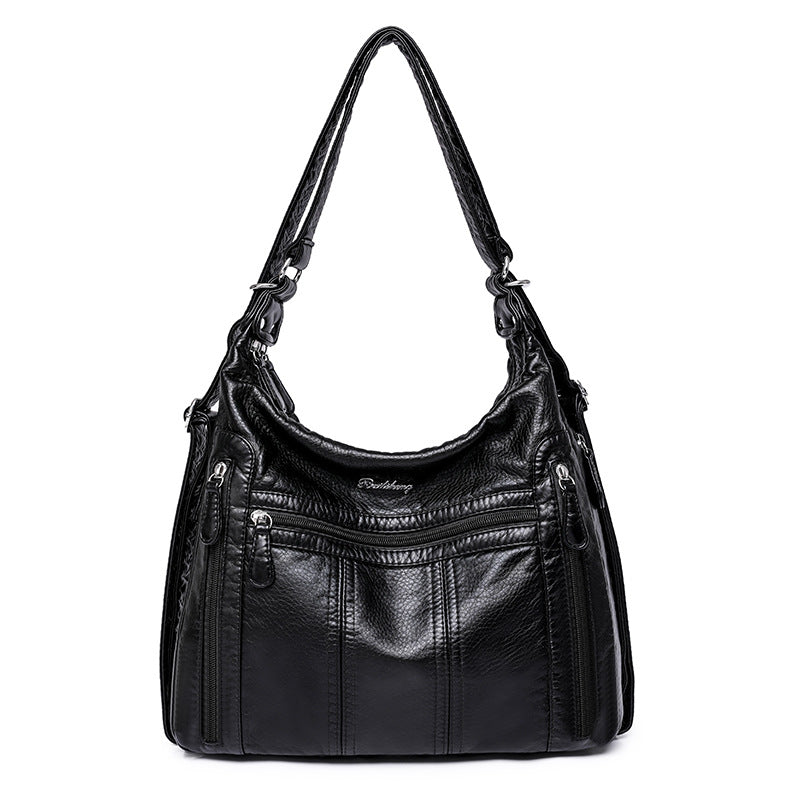 Women's One Mom Washed Leather Soft Shoulder Bags