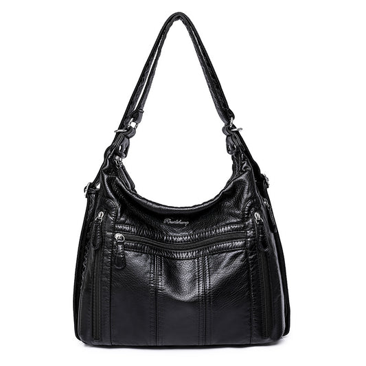 Women's One Mom Washed Leather Soft Shoulder Bags
