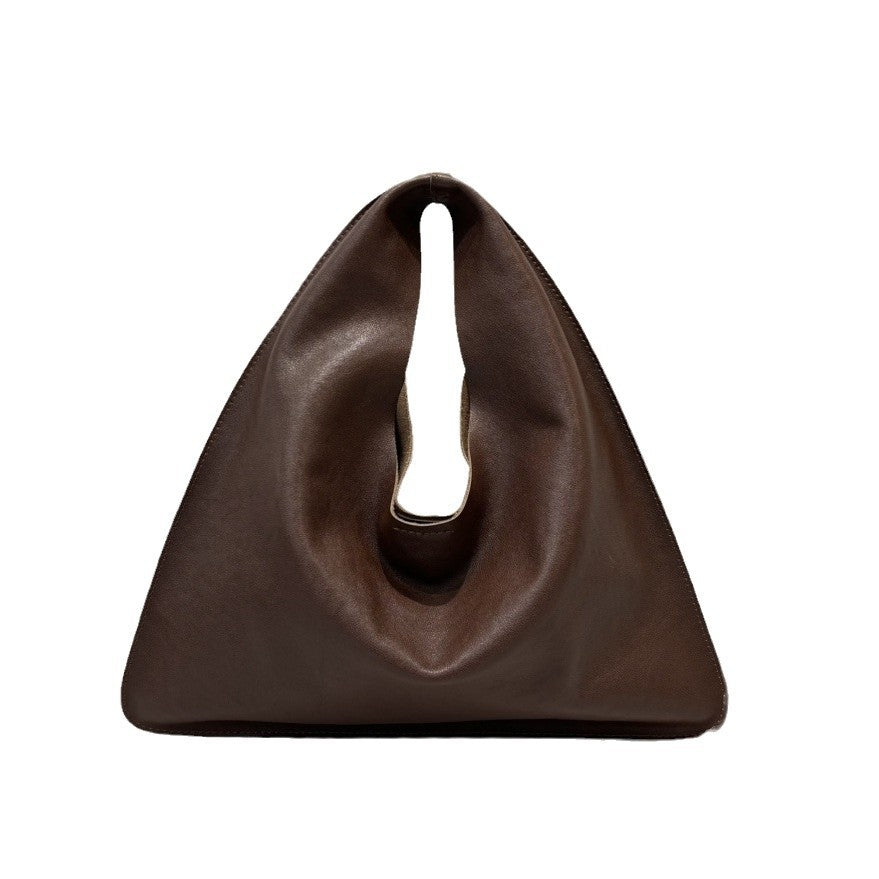 Women's Vegetable Tanning Leather Triangle Genuine Cloud Handbags