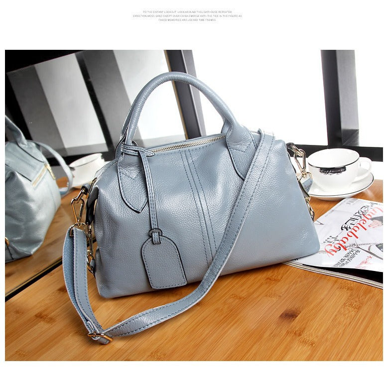 Women's Leather For Woman Cow Fashion Boston Genuine Handbags