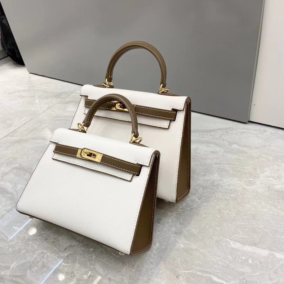 Women's Genuine Leather Color Matching Palm Print Crossbody Bags