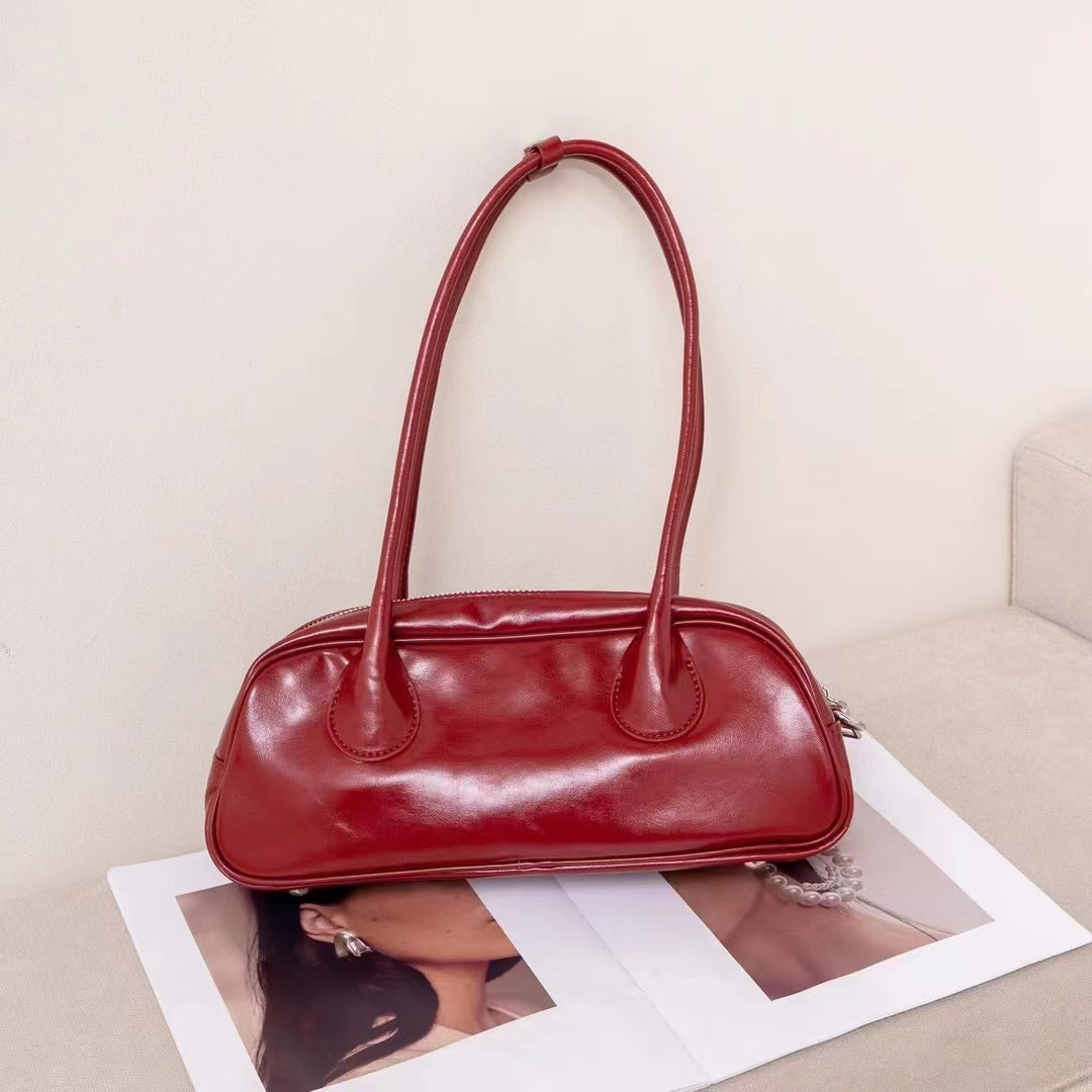 Women's Niche Genuine Leather Bowling Large Capacity Bags