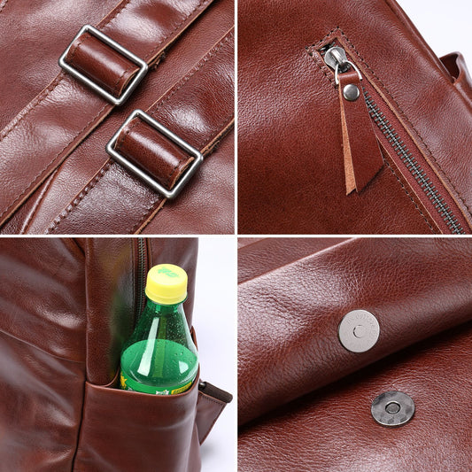 Fashion First Layer Leather Simple Genuine Backpacks