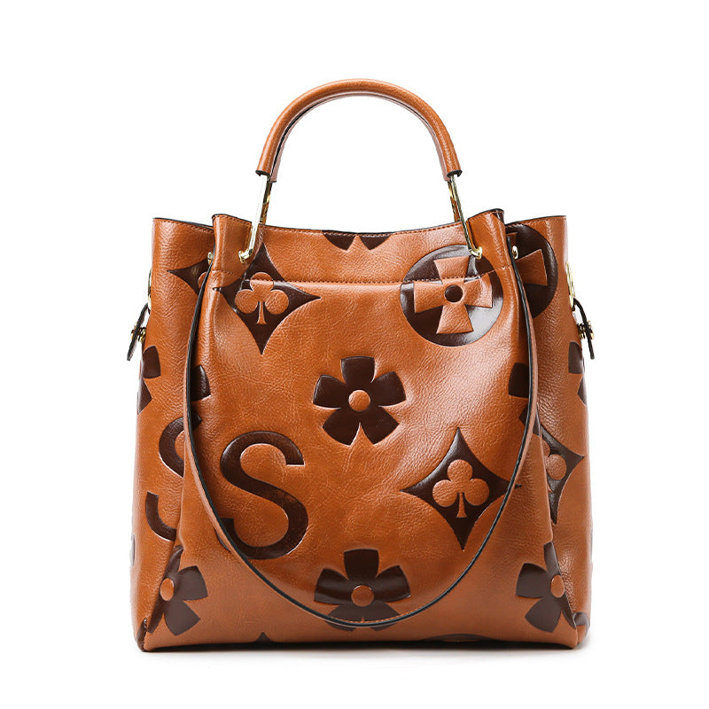 Women's High-grade Large Capacity Fashion Embossing Shoulder Bags