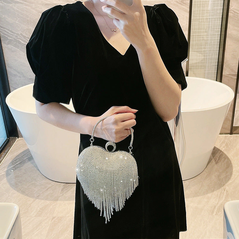 Dinner Love Heart Tassel Banquet Clutch Evening Bags