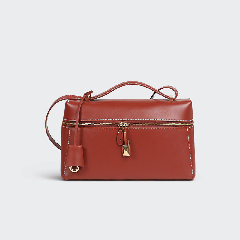 Lunch Box Vintage Genuine Leather Portable Crossbody Bags