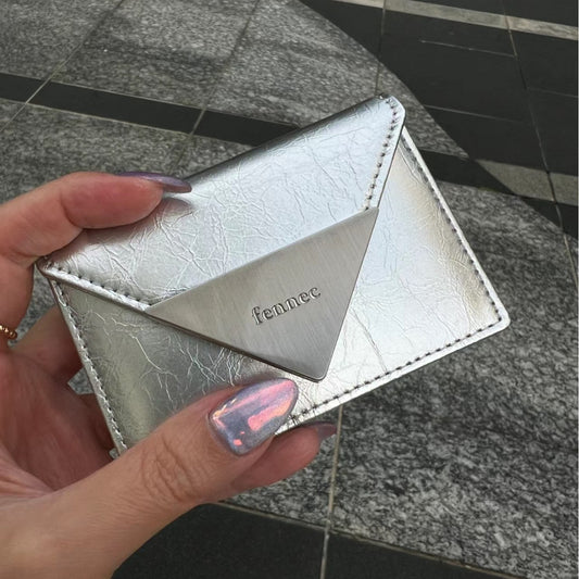 Niche Patent Leather Classic Triangle Portable Card Holder
